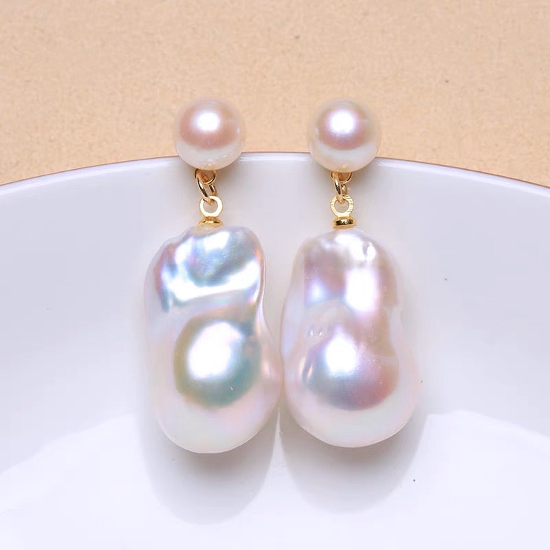 Natural Irregular Freshwater Baroque Pearl Earrings