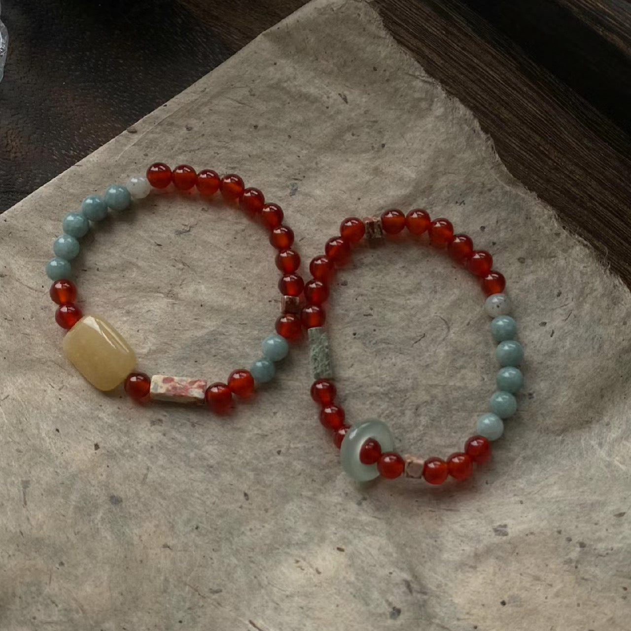 Handmade Natural Stone Bracelet - Looking for plums in the snow