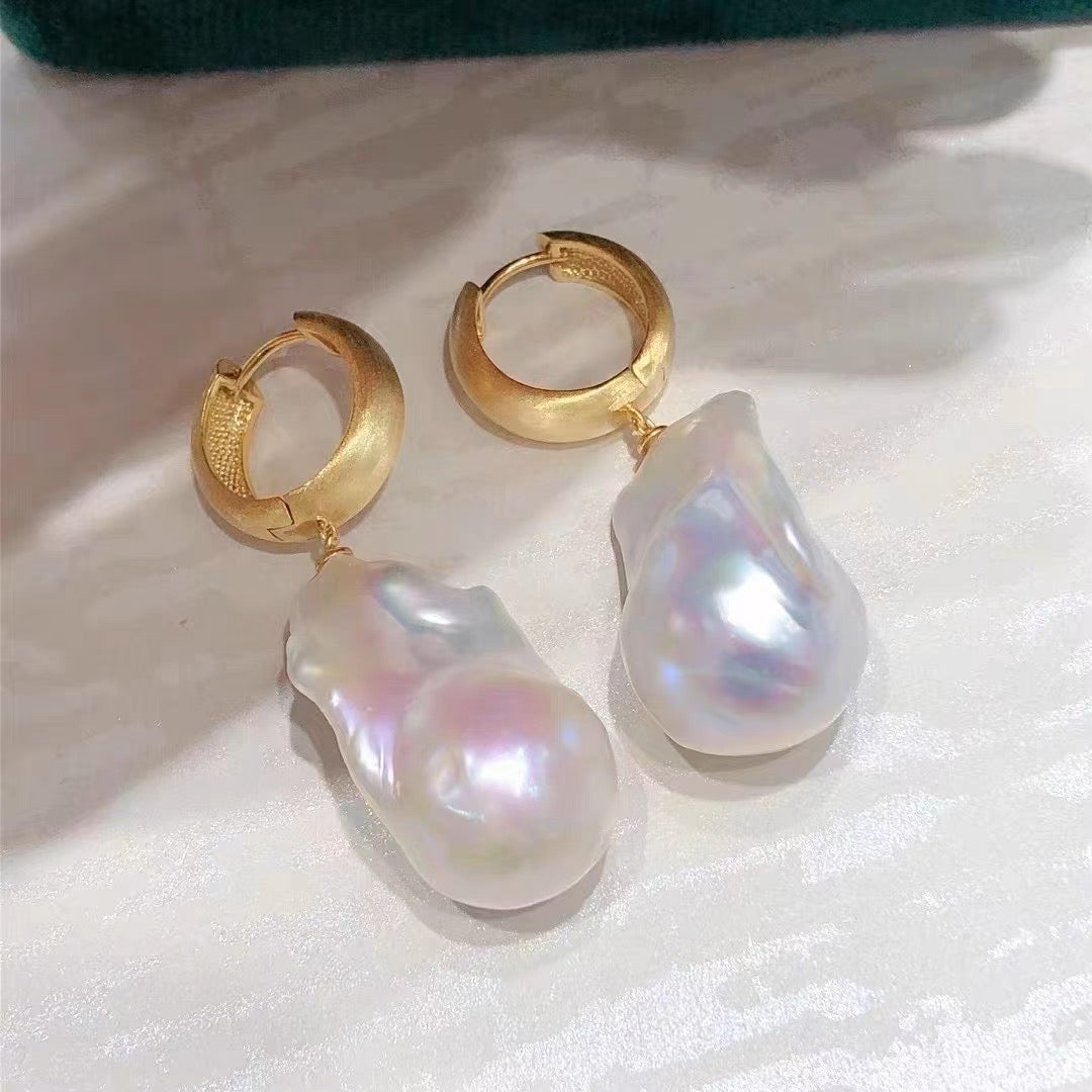 Vintage Large Baroque Pearl Earrings