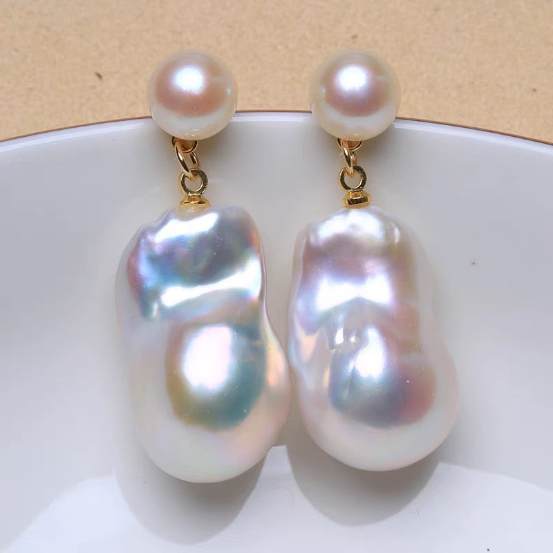 Natural Irregular Freshwater Baroque Pearl Earrings