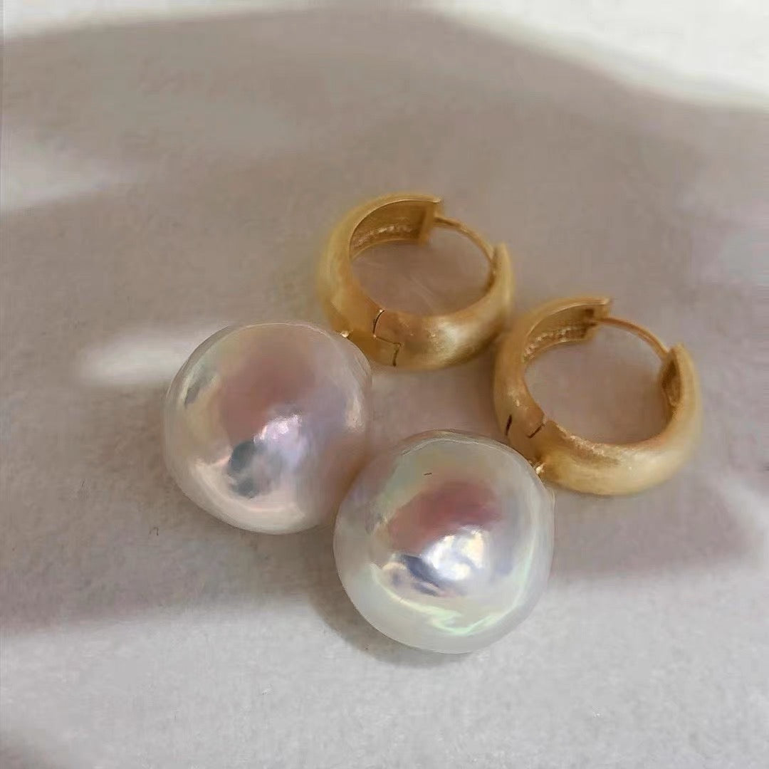 Vintage Large Baroque Pearl Earrings