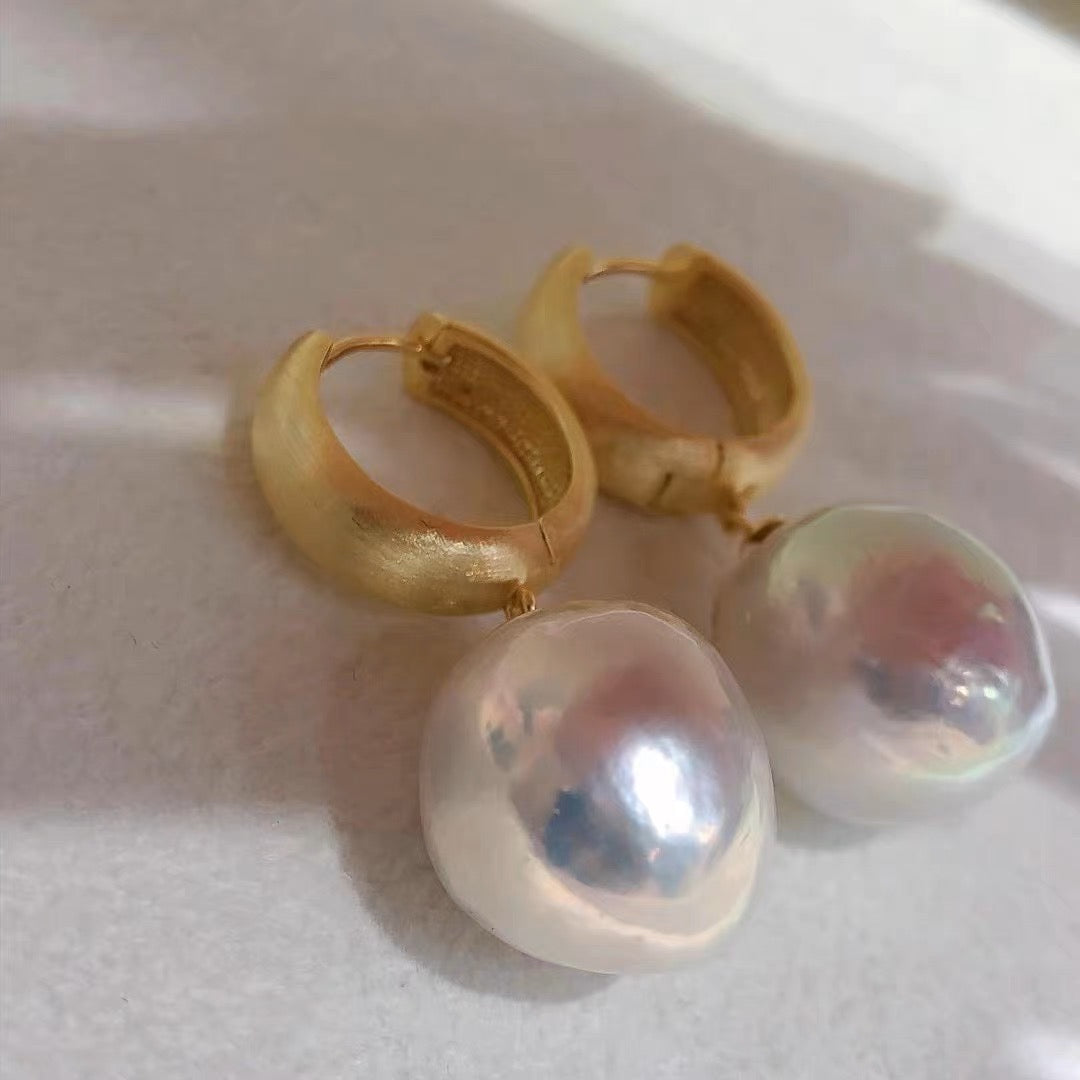 Vintage Large Baroque Pearl Earrings